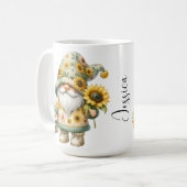 Springtime Zonnebloem Gnome Keramische Mok (Voorkant links)