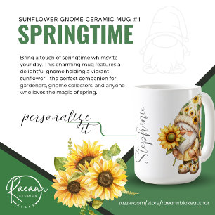 Springtime Zonnebloem Gnome Keramische Mok