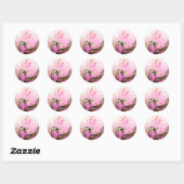 SPRINGVOUDIGE EN STROOMTREE MONOGRAM Pink Fuchsia Ronde Sticker (Vel)