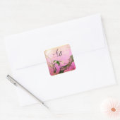 SPRINGVOUDIGE EN STROOMTREE MONOGRAM Pink Fuchsia Vierkante Sticker (Envelop)