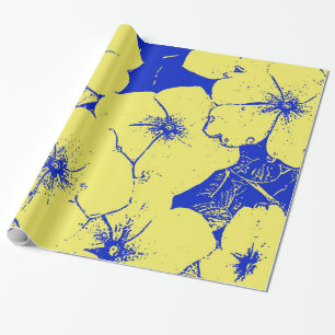 Springy Big Yellow Blue Floral Cadeaupapier