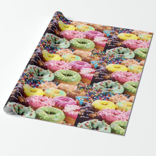 sprinkhanen donuts cadeaupapier (Uitgerold)