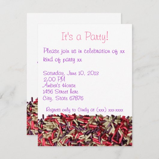 Sprinkings party invitation (Devant / Derrière)