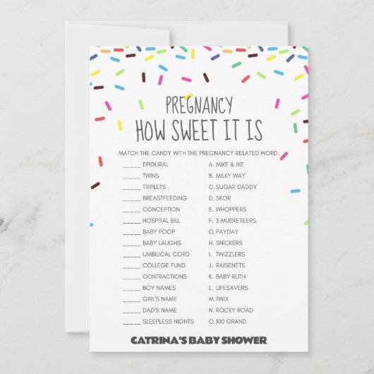 Sprinkle Baby shower - bewerkbare naam, 5x7 Kaart (Voorkant)