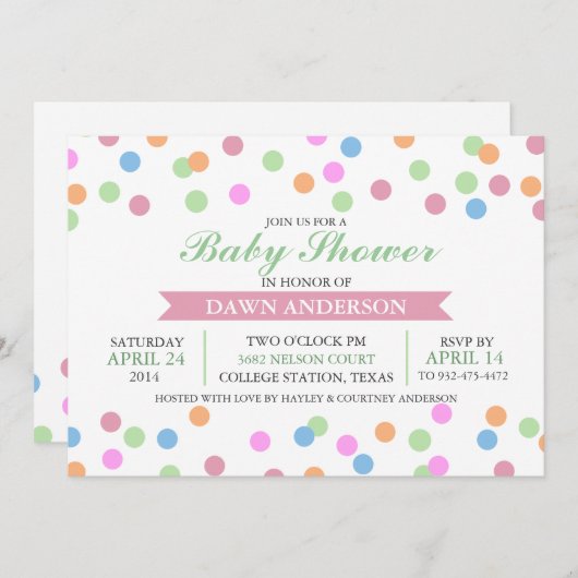 Sprinkle Baby shower Invitation Kaart (Voorkant / Achterkant)