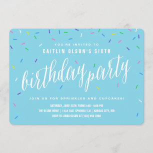 Sprinkle Birthday Party Invitations Blauw Kaart