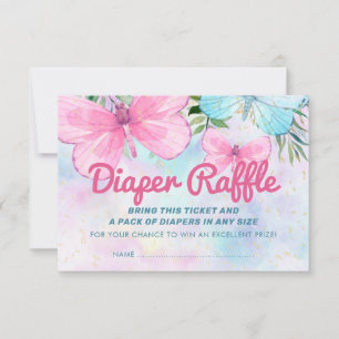 Sprinkle Butterfly Baby Diaper Raffle Ticket Kaart
