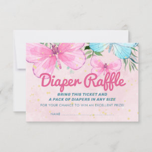 Sprinkle Butterfly Baby Diaper Raffle Ticket Kaart