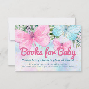 Sprinkle Butterfly Baby shower Book Request Card Kaart