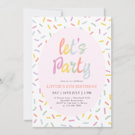 Sprinkle Confetti Birthday Invitation (Devant)