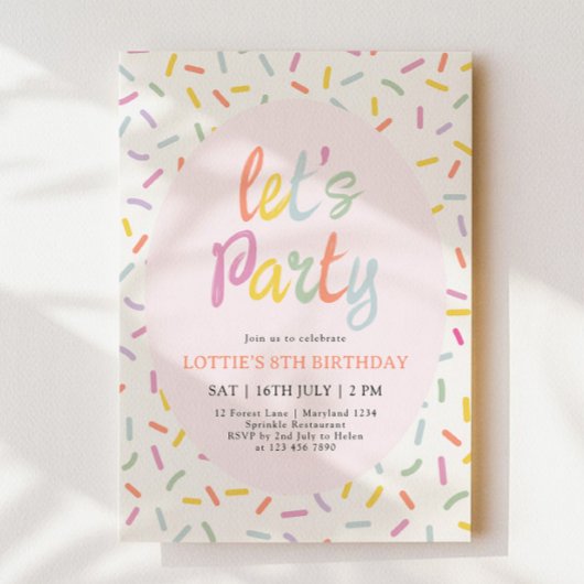 Sprinkle Confetti Birthday Invitation Kaart