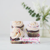 Sprinkle Cupcakes Happy Birthday Briefkaart (Staand voorkant)