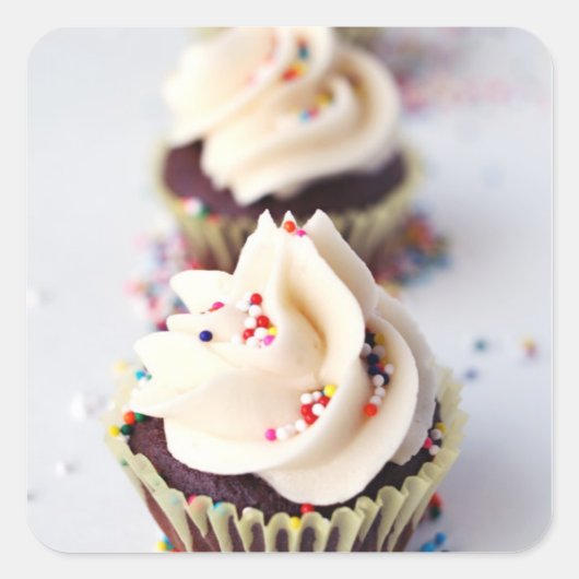 Sprinkle Cupcakes Vierkante Sticker (Voorkant)