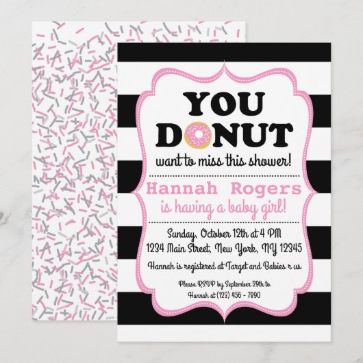 Sprinkle Donut Baby shower Invitation Kaart (Voorkant / Achterkant)