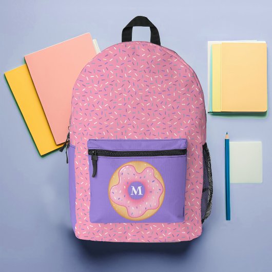 Sprinkle Doughnut Custom Monogram Bedrukte Rugzak