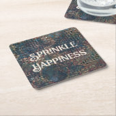 "Sprinkle Happiness" Grunge Textured Patchwork Vierkante Kartonnen Onderzetter (Schuin)