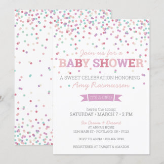 Sprinkle Ice Cream Baby shower Invitation - Girl Kaart