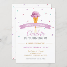Sprinkle Ice Cream Birthday Party Invitation Kaart