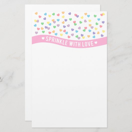 Sprinkle met liefdeskleurige harten briefpapier (Voorkant / Achterkant)