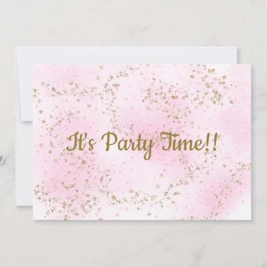 Sprinkle Pink Stars uitnodiging voor verjaardag (Voorkant)