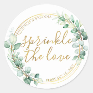 Sprinkle the Love Gold Greenery Eucalyptus Fancy Ronde Sticker