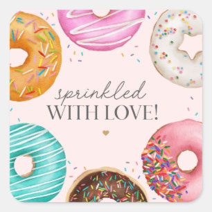 Sprinkled Donut Baby Sprinkle Party Favor Vierkante Sticker