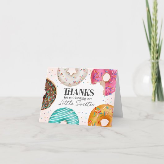 Sprinkled Donut Dank u kaart Verjaardag of Baby (Voorkant)