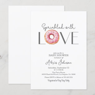 Sprinkled with Love Pink Baby shower Invitation Kaart