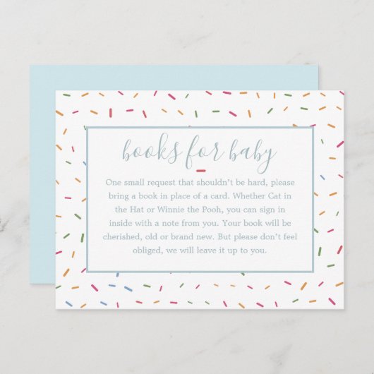Sprinkles Baby shower Book Insert Request Kaart (Voorkant / Achterkant)