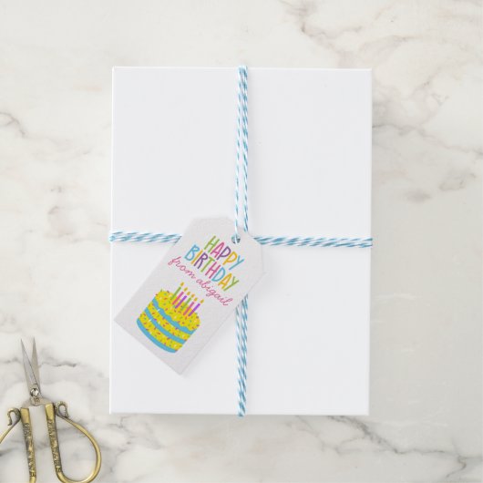 Sprinkles Birthday Cake Personalized Gift Labels Cadeaulabel (Met Touw)
