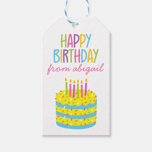Sprinkles Birthday Cake Personalized Gift Labels Cadeaulabel (Voorkant)