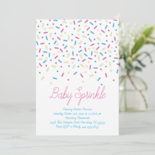 Sprinkles Confetti Baby Sprinkle Shower Kaart (Staand voorkant)