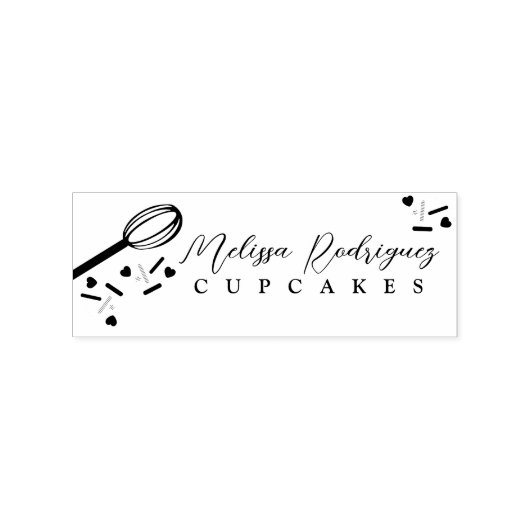 Sprinkles Cupcake Cake Bakery Baker Heart Logo Rubberstempel (Afrduk)