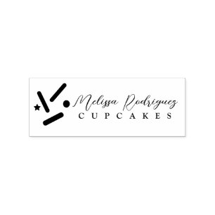 Sprinkles Cupcake Cake Bakery Baker Script Logo Rubberstempel