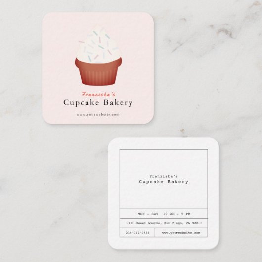 Sprinkles Cupcake Pink Bakery Square Visitekaartje (Voorkant / Achterkant)