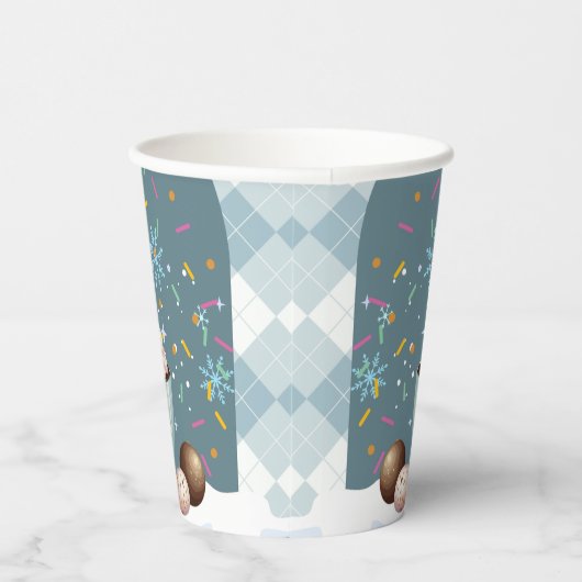Sprinkles Hot Cocoa Winter Snowflakes Baby shower Papieren Bekers (Rechts)