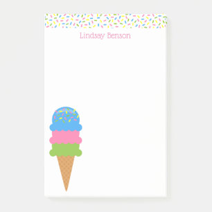 Sprinkles Ice Cream Cone Custom Post-it Notepad Post-it® Notes