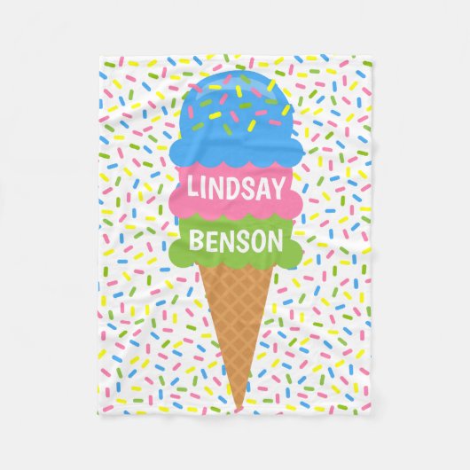 Sprinkles Ice Cream Cone Gepersonaliseerde Deken (Voorkant)