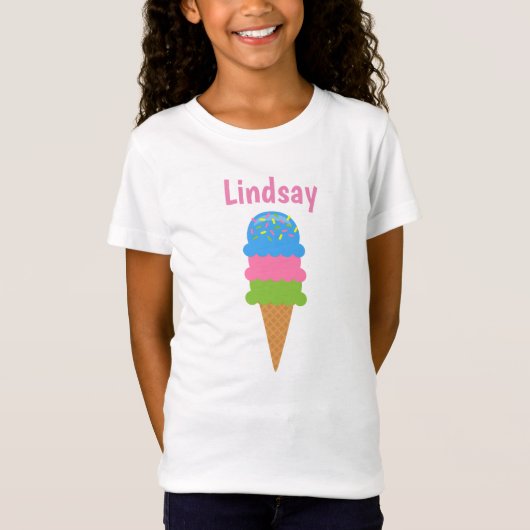 Sprinkles Ice Cream Cone Personalized T-shirt (Voorkant)