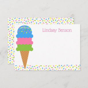 Sprinkles Ice Cream Cone Personated Note Cards Bedankkaart