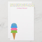 Sprinkles Ice Cream Cone Personated Stationery Briefpapier (Voorkant / Achterkant)