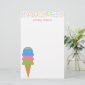 Sprinkles Ice Cream Cone Personated Stationery Briefpapier (Staand voorkant)
