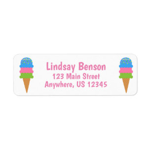 Sprinkles Ice Cream Kone Return Address Labels