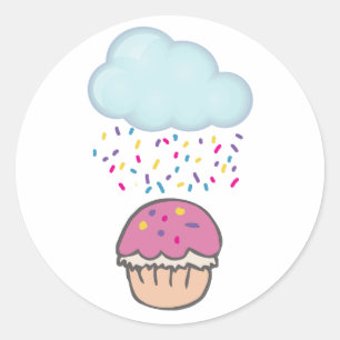 Sprinkles op Cupcake regenen Ronde Sticker