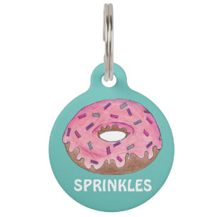 Sprinkles roze Donut Doughnut Foodie Dog Pet Tag Huisdierpenning