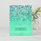 Sprinkling Joy Modern Aqua Green Glitter Party Kaart (Staand voorkant)
