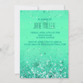 Sprinkling Joy Modern Aqua Green Glitter Party Kaart (Achterkant)