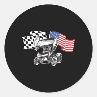 Sprint Car Racing Usa Flag Ronde Sticker