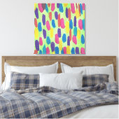 Sprint Groene Brushstrokes Abstracte Canvas Print (Insitu (Slaapkamer))