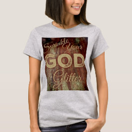 Sprinten je God glitter met achtergrondontwerp T-shirt